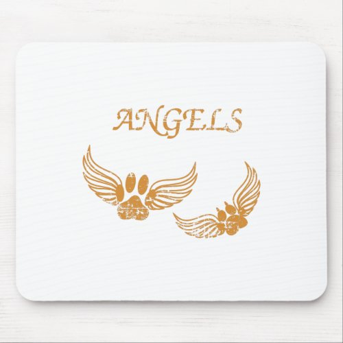 Distressed Angel Pet Paws Mouse Pad