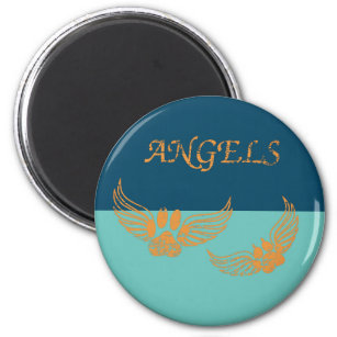Distressed Angel Pet Paws On Blue Magnet