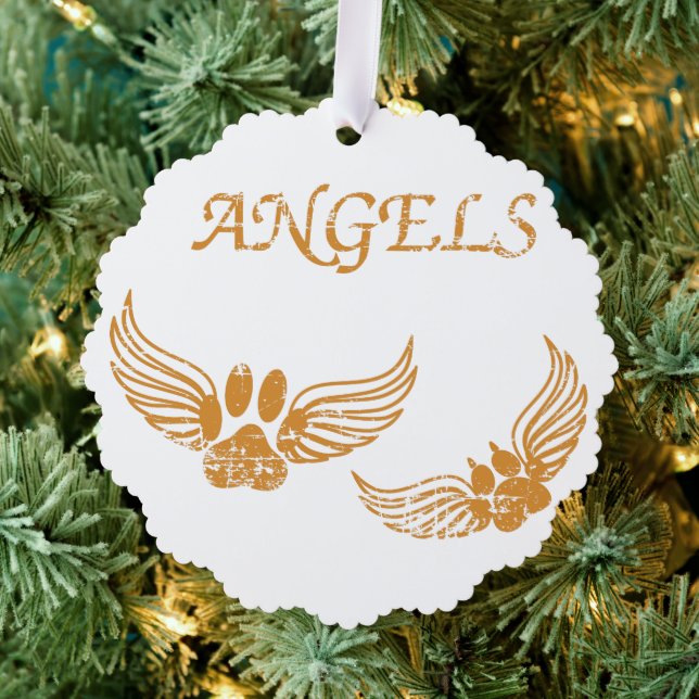 Distressed Angel Pet Paws Ornament Card (Insitu (Tree))