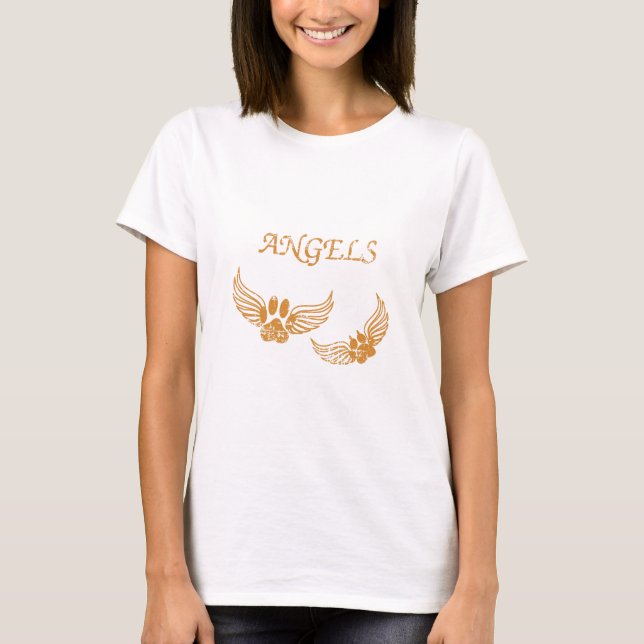 Distressed Angel Pet Paws T-Shirt (Front)