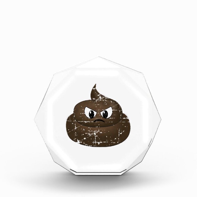 Distressed Angry Cartoon Poop Acrylic Award (Front)