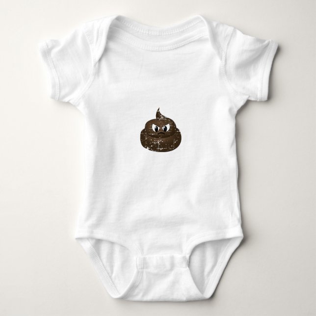 Distressed Angry Cartoon Poop Baby Bodysuit (Front)