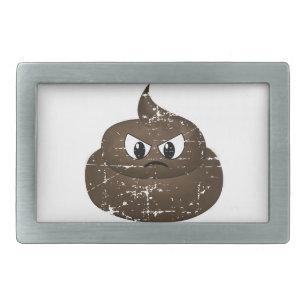 Distressed Angry Cartoon Poop Belt Buckle