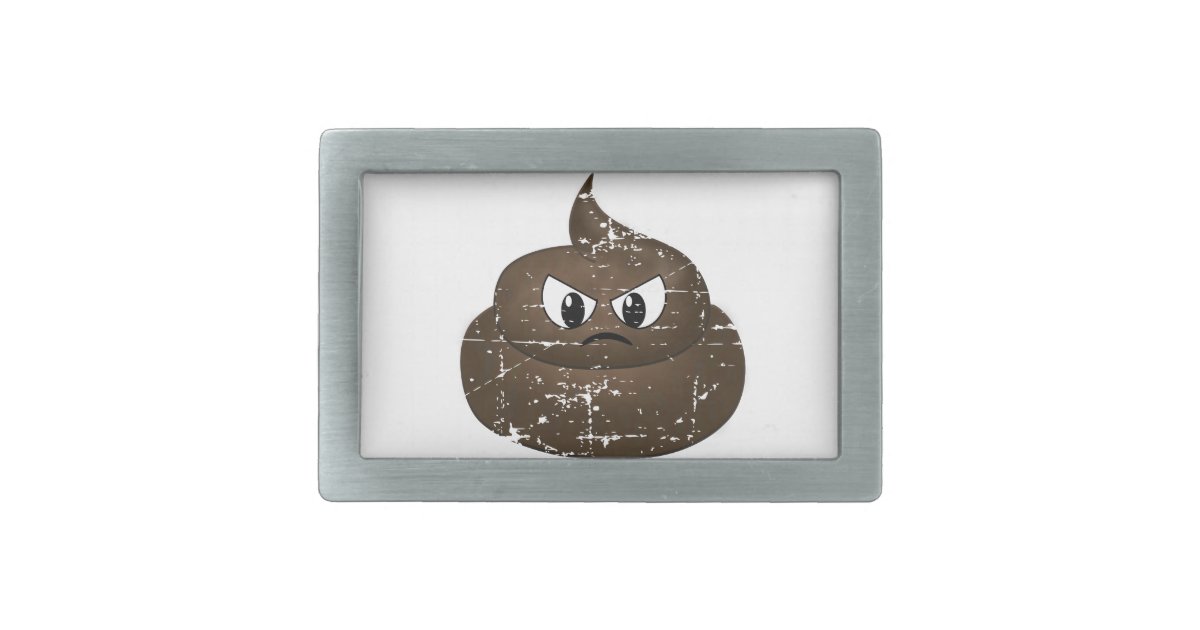 Distressed Angry Cartoon Poop Belt Buckle | Zazzle