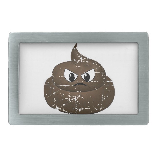 Distressed Angry Cartoon Poop Belt Buckle (Front)