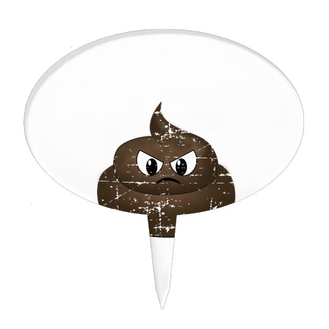 Distressed Angry Cartoon Poop Cake Topper (Front)
