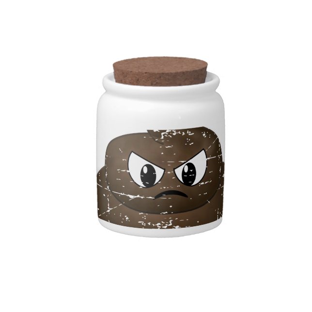 Distressed Angry Cartoon Poop Candy Jar (Front)