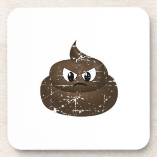 Distressed Angry Cartoon Poop Coaster