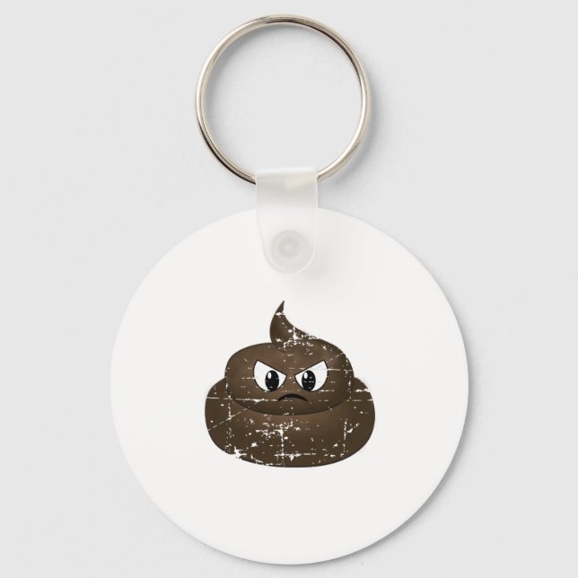 Distressed Angry Cartoon Poop Keychain (Front)
