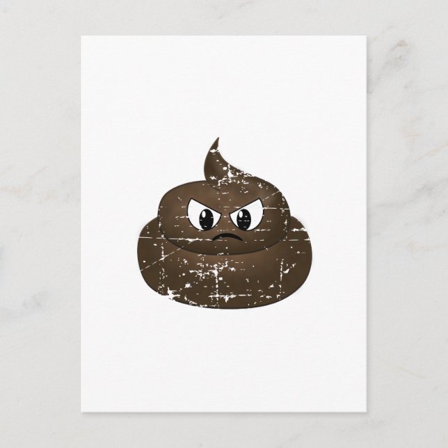 Distressed Angry Cartoon Poop Postcard (Front)
