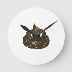 Distressed Angry Cartoon Poop Round Clock