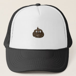 Distressed Angry Cartoon Poop Trucker Hat