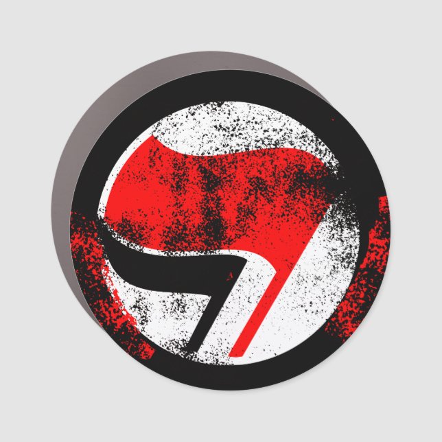 Distressed Anti-Fascist Action Flag Car Magnet (Front)