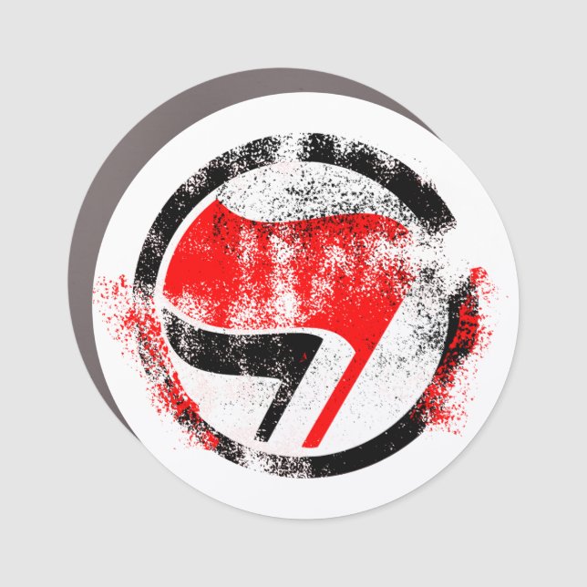 Distressed Anti-Fascist Action Flag Car Magnet (Front)