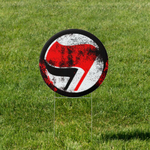 Distressed Anti-Fascist Action Flag Sign