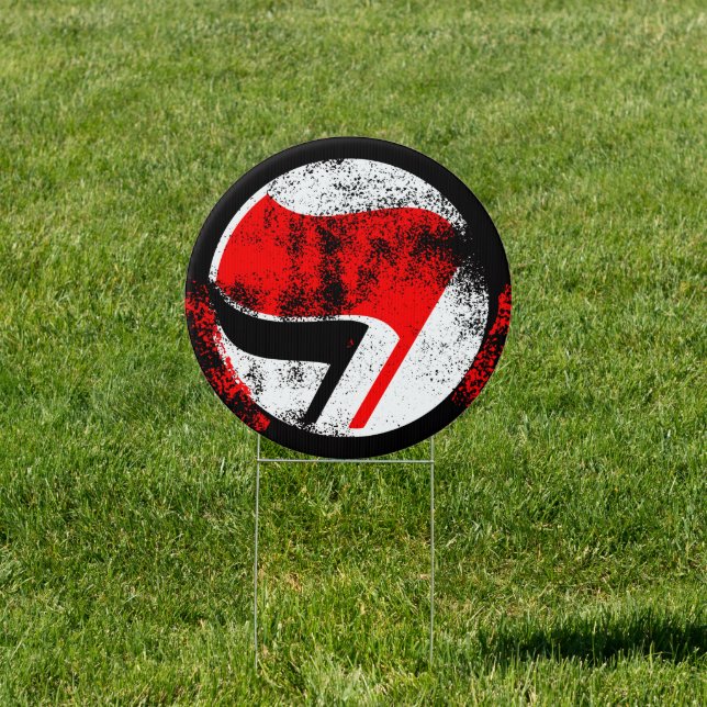 Distressed Anti-Fascist Action Flag Sign (Insitu)