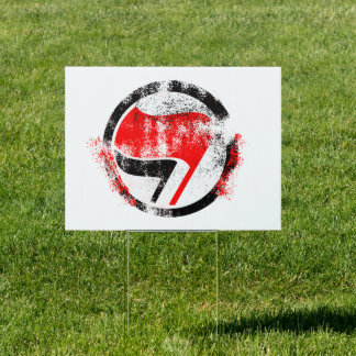 Distressed Anti-Fascist Action Flag Sign