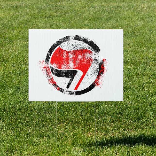 Distressed Anti-Fascist Action Flag Sign (Insitu)