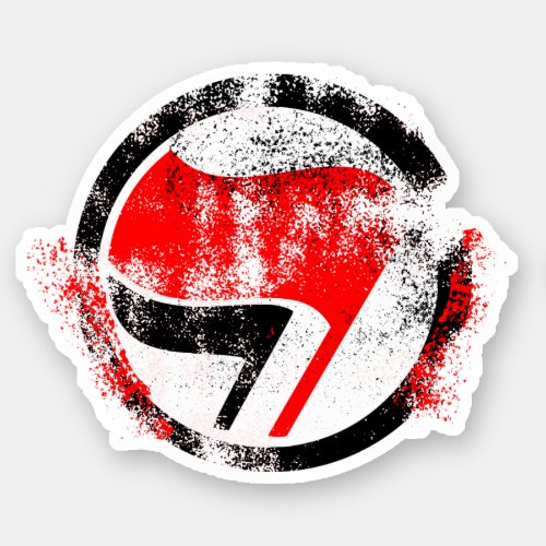 Distressed Anti_Fascist Action Flag Sticker
