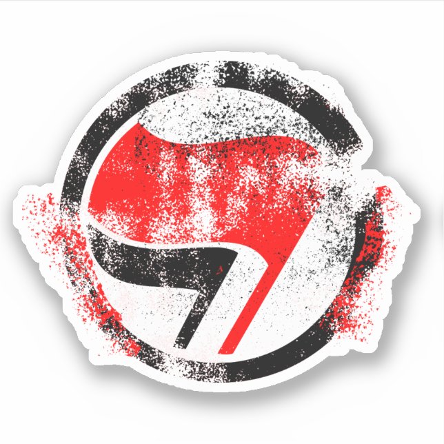 Distressed Anti-Fascist Action Flag Sticker (Front)