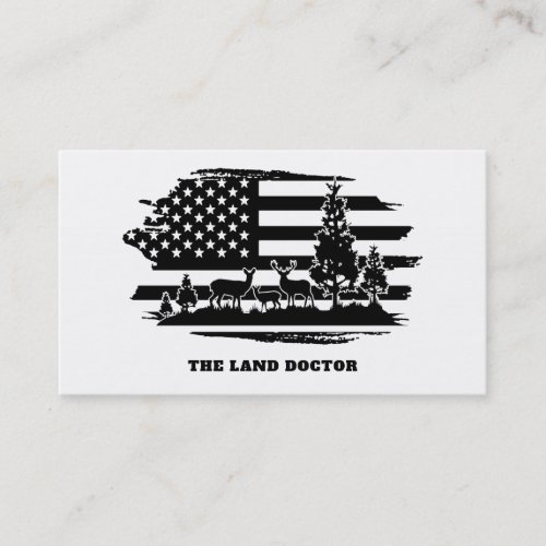  Distressed AP27 US Flag Forest Landscape  Business Card