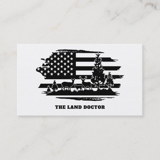 *~* Distressed AP27 US Flag Forest Landscape  Business Card (Front)