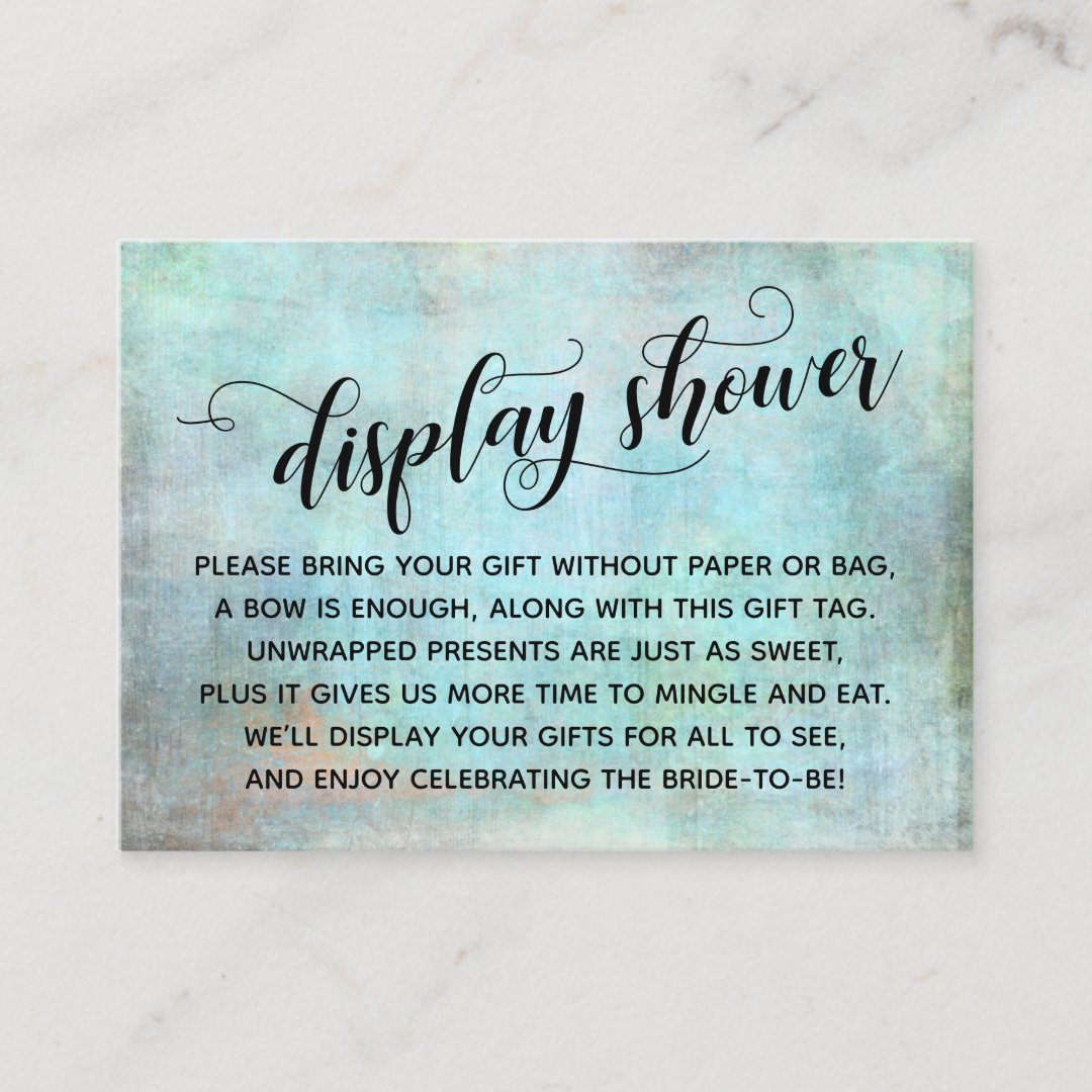 Distressed Aqua Display No Wrap Bridal Shower Card Zazzle