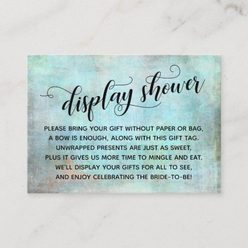 Distressed Aqua Display No Wrap Bridal Shower Card
