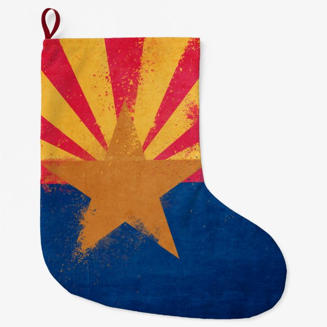 Distressed Arizona Flag Large Christmas Stocking (Front)