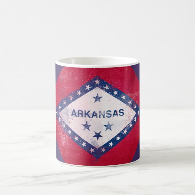 Distressed Arkansas Flag Diamond Coffee Mug (Center)