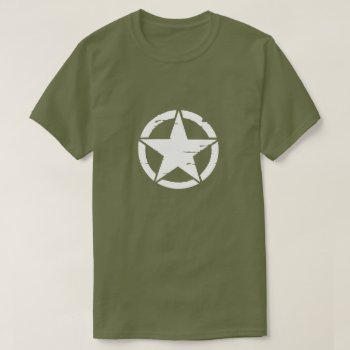 Distressed Army White Star T-shirt by KahunaDesigns at Zazzle