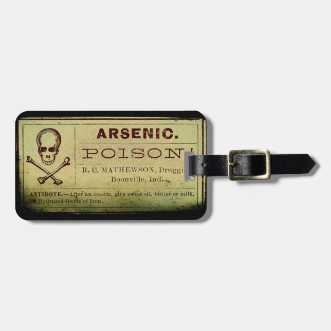 Distressed Arsenic Label Luggage Tag (Front Horizontal)