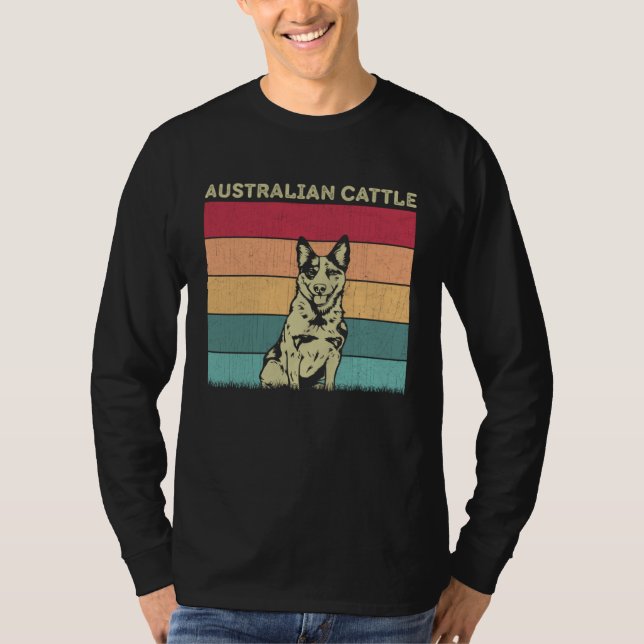 Distressed Australian Cattle Dog  Boys Girls Retro T-Shirt (Front)
