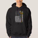 Distressed Autism Grandpa American Flag Family Mat Hoodie