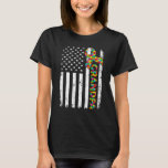 Distressed Autism Grandpa American Flag Family Mat T-Shirt