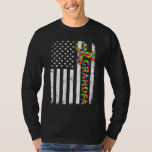Distressed Autism Grandpa American Flag Family Mat T-Shirt
