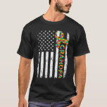 Distressed Autism Grandpa American Flag Family Mat T-Shirt