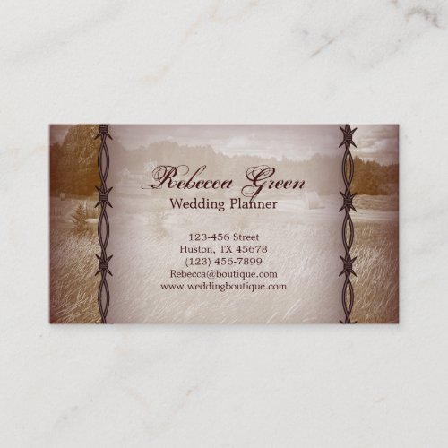 distressed barbwire western country ranch farm business card