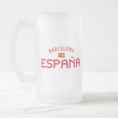 Distressed Barcelona Spain Espaa Frosted Glass Beer Mug