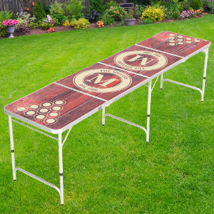 Distressed Barn Boards Family Monogram & Name Beer Pong Table
