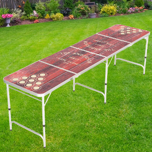Distressed Barn Boards Vintage Seaside Family Name Beer Pong Table