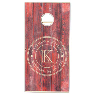 Distressed Barn Boards Wedding Monogram Cornhole Set