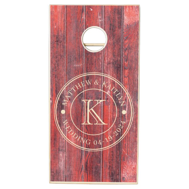 Distressed Barn Boards Wedding Monogram Cornhole Set (Right)