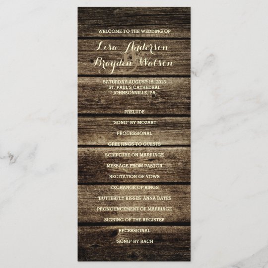 Distressed Barn Wood Rustic Wedding Program Zazzle Com