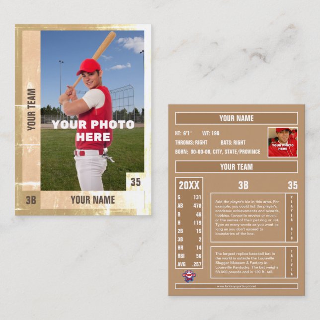Distressed Baseball Trading Card - Custom Stats (Front/Back)