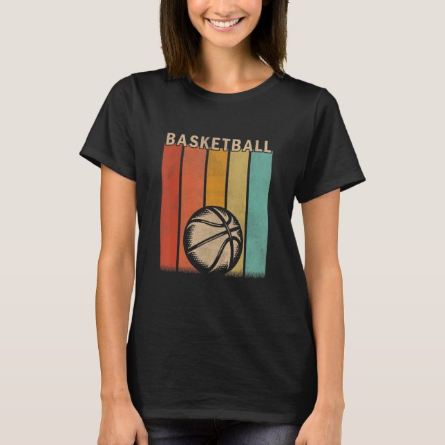 Distressed Basketball  Men Women Cute Basketball R T-Shirt (Front)