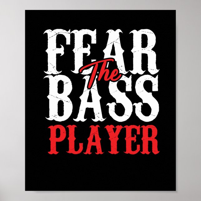 Distressed Bass Guitarist Typography Awesome Poster (Front)