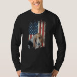 Distressed Basset Hound American Flag Patriotic Do T-Shirt
