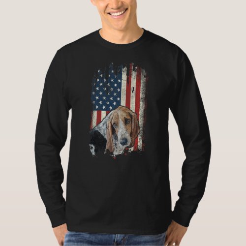 Distressed Basset Hound American Flag Patriotic Do T_Shirt