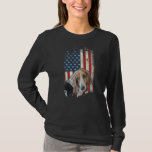 Distressed Basset Hound American Flag Patriotic Do T-Shirt